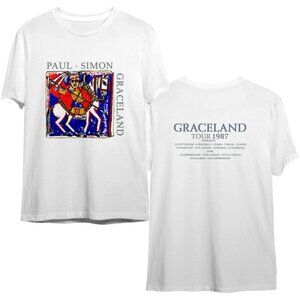 Paul Simon Graceland 1987 World Tour T-Shirt 2 Sided Concert Graphic Tee 05